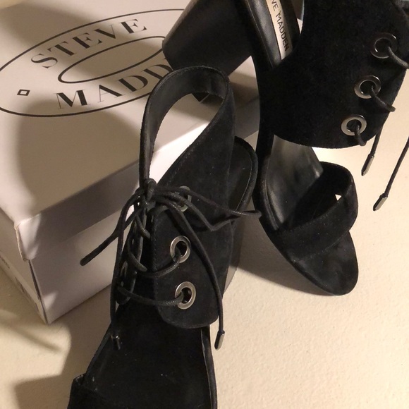 Steve Madden Black Suede Elgin Size 8 - Picture 4 of 8